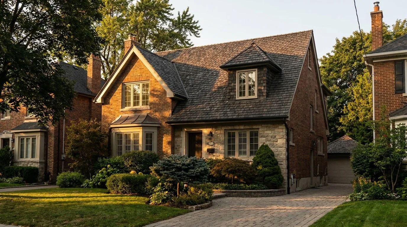A detached Etobicoke home with a new architectural-shingle roof.