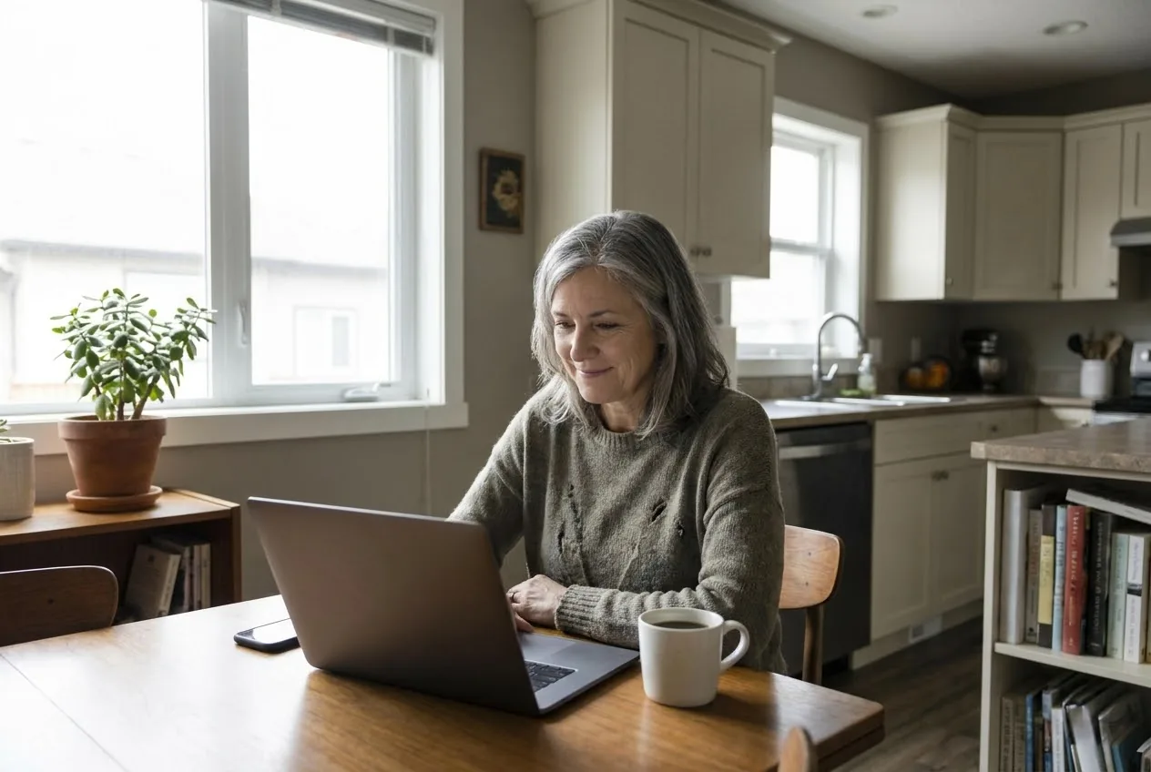 A calm homeowner reviewing options at a kitchen table.